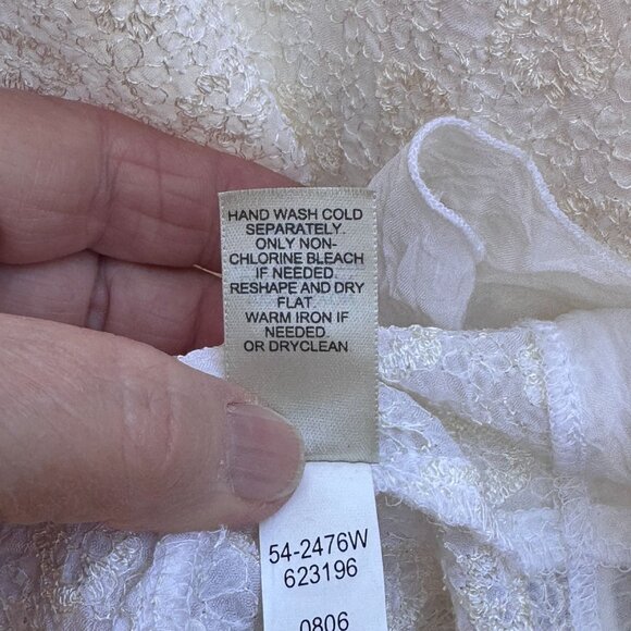 J.Jill Textured Lace Button-Up Blouse Size 2X White Ivory Sheer Ruffled Hem NEW - Picture 12 of 15